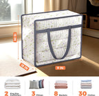 Budding Joy 6 Pack Clear Zippered Storage Bags for Clothes,40L Closet Organizers and Storage Containers Vinyl Moving Bag for Bedding, Linen, Blankets, Comforters, Clothing & Toys, Grey