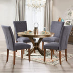 Parsons Dining Chairs Set of 2, Upholstered Nailhead Dining Room Kitchen Side Chair with Thick Cushions and Wood Legs, Dark Grey