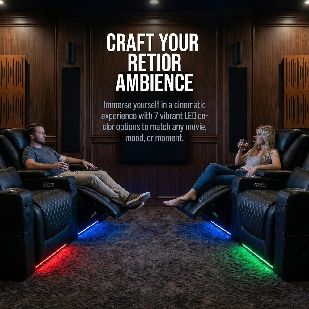 Airadlis Home Theater Seating Seats, Theater Recliner Chair Sofa Game Movie T...