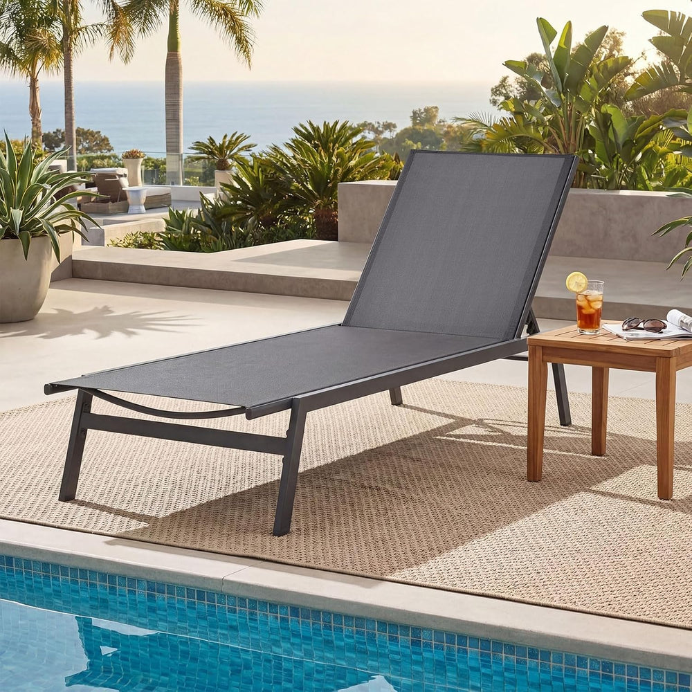 Tangkula Outdoor Chaise Lounge Chair Set of 2, 6-Position Adjustable Reclinin...