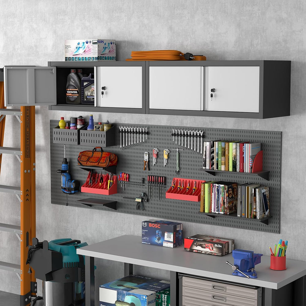 Metal Locking Cabinet, 12.8" H Garage Cabinet Wall Mount, Steel Storage ...