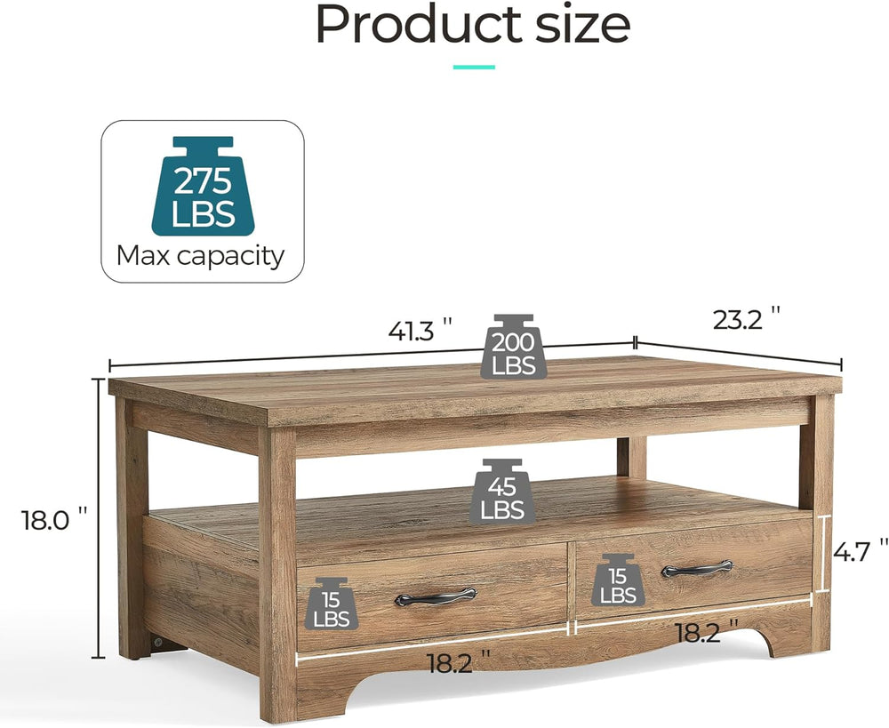 LINSY HOME Farmhouse Coffee Table Sets 3 Pieces, Wood Living Room Table Set I...