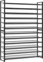 Nunsino Shoe Rack, Long Shoe Organizer,Max Holds 75 Pairs,12 Tier Metal Shoe Storage Shelf,6-Tier Stackable Shoes Organizer for Garage, Entryway,Black