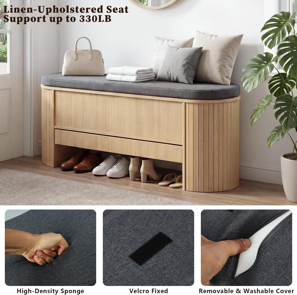 Gyfimoie Shoe Storage Bench with Cushion, Sturdy Entryway Bench Supports 300 ...