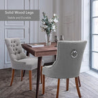 Upholstered Dining Chairs with Arms, Set of 6, Dining Room Chairs with Solid Wood Legs and Tufted Backrest(Linen+Grey)