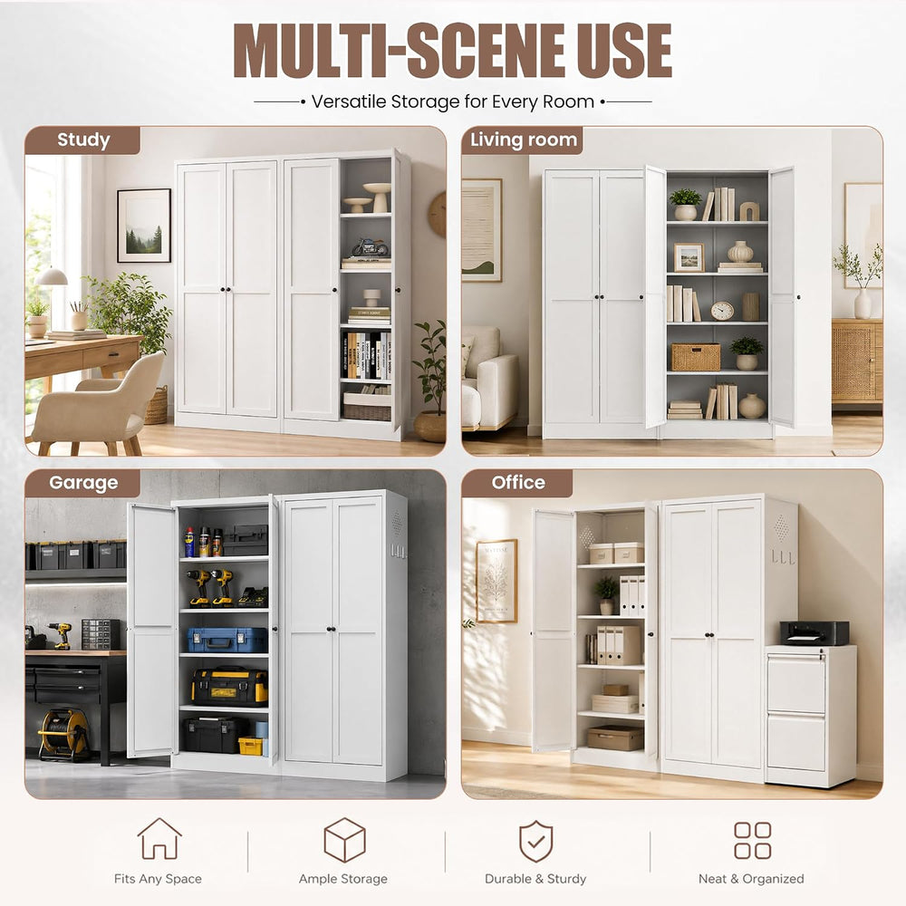 Metal Pantry Cabinet, Kitchen Pantry Storage Cabinets | with Doors and 4 Shel...