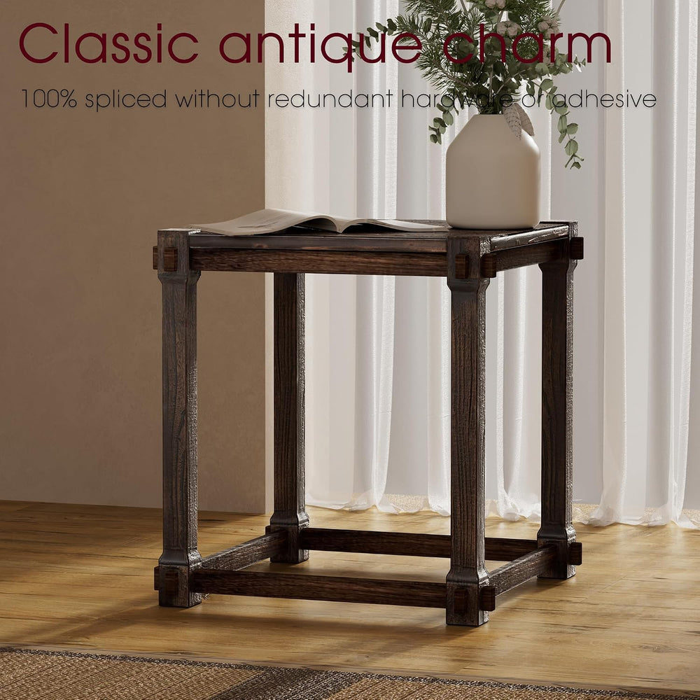 Vintage Aged Solid Wood Side Table, End Table, Nightstand, Bedside Table, Mor...