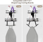 VINAEMO Ironing Board Hanger Wall Mount, 2-Layer Iron and Ironing Board Holder, Laundry Room Shelves Solid Wood with Removable Hooks Home Organization and Storage