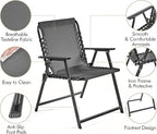 Yaheetech Patio Dining Chairs Set of 2 with Armrests and Backrests, Outdoor Texteline Folding Chairs All Weather for Garden, Lawn, Porch and Backyard, Dark Gray