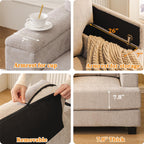 Oversized Accent Chair with Armrest Organizer,Comfy Living Room Chairs with Thick Cushion,Upholstered Linen Fabric Armchair,Big Reading Chair,Sofa Chair for Bedroom,Khaki