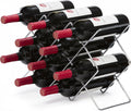Mango Steam Elegant 10 Bottle Wine Rack Holder for Countertop and Fridge Storage - Silver Chrome