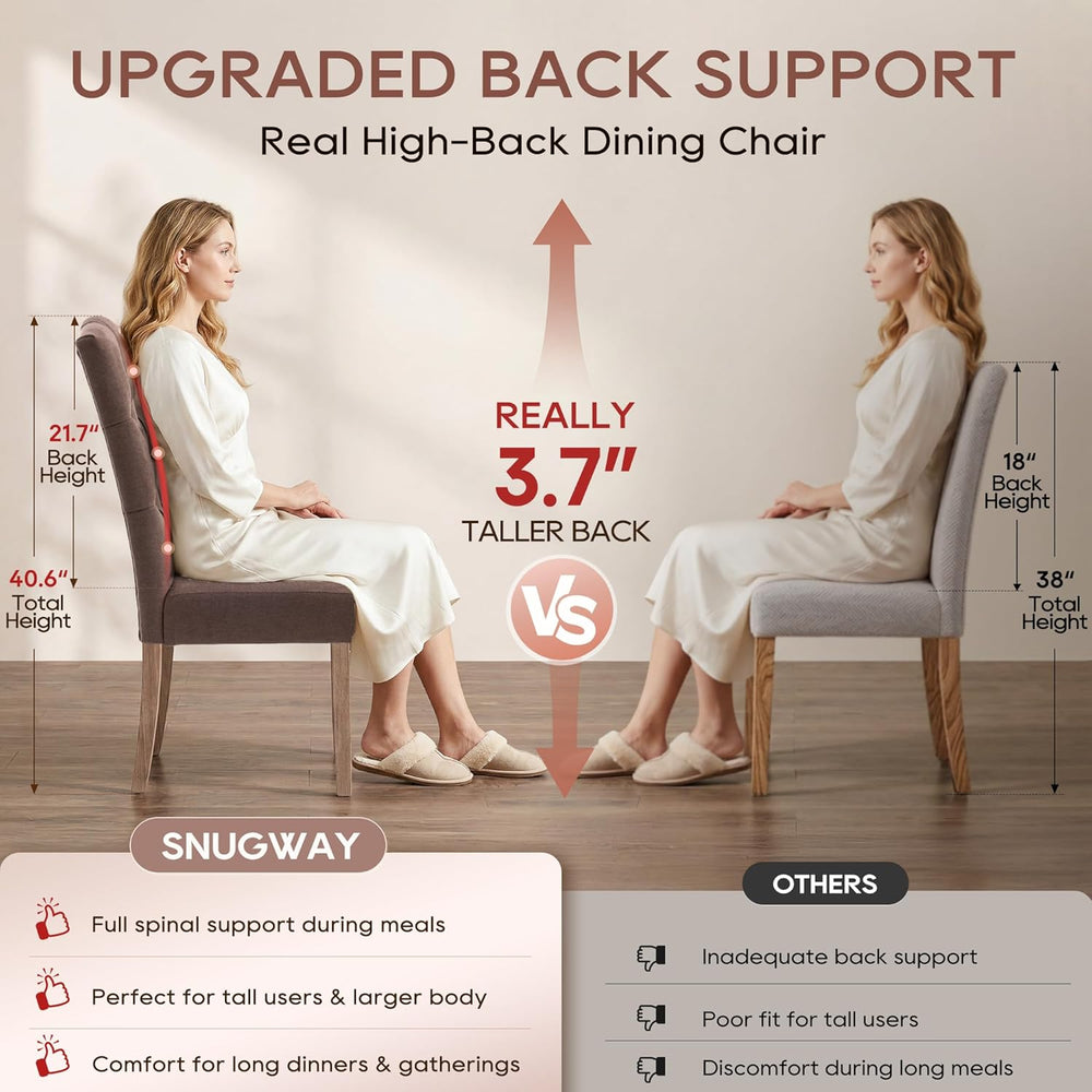 Tufted Upholstered Parsons Dining Chair Set Fabric Diner Accent Stylish Moder...