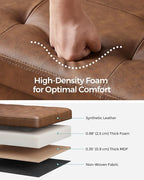 SONGMICS MAZIE Collection - 43 Inches Storage Ottoman Bench with Flipping Lid, Storage Chest with Iron Frame Support, Load 660 lb, for Living Room, Bedroom, Synthetic Leather, Coffee Brown ULSF075K01