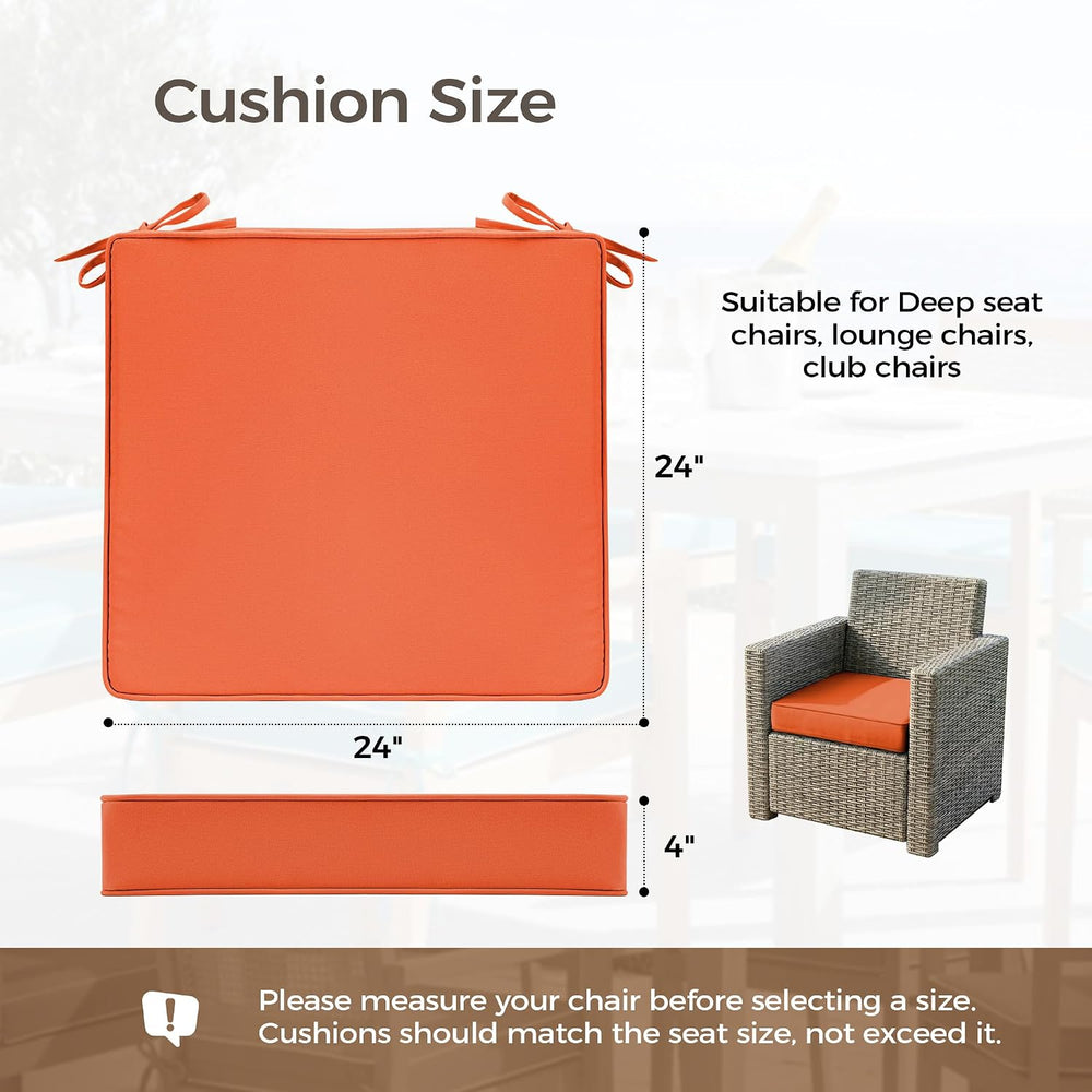 UNIKOME Outdoor Chair Cushions Set of 4, Water Resistant Patio Seat Cushions ...