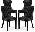 SyMax Dining Chairs Set of 4, Faux Leather Parson Dining Room Chairs, High-End Tufted Kitchen Side Chairs for Bedroom, Living Room, Black