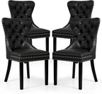 SyMax Dining Chairs Set of 4, Faux Leather Parson Dining Room Chairs, High-End Tufted Kitchen Side Chairs for Bedroom, Living Room, Black