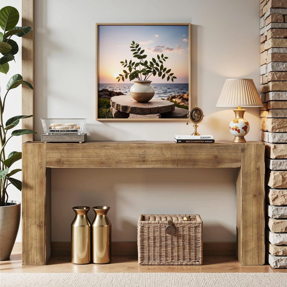 Tribesigns 63-Inch Solid Wood Console Sofa Table, Farmhouse Long Entryway Tab...
