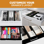 Bambüsi 4 Pack Drawer Dividers - 2.6" High, 16-22" Adjustable Drawer Bamboo Organizers for Clothes, Expandable Dresser Separators in Bedroom/Bathroom/Kitchen/Office Organization and Storage (Black)