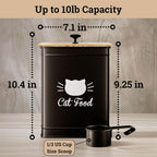 Cat Food Storage Container with Scoop - 5-7 lb (25 Cup) Capacity Metal Cat Food Container with Airtight Bamboo Lid and Metal Scoop - Airtight Pet Food Storage Containers 5 lb - 7 lb Kibble Container