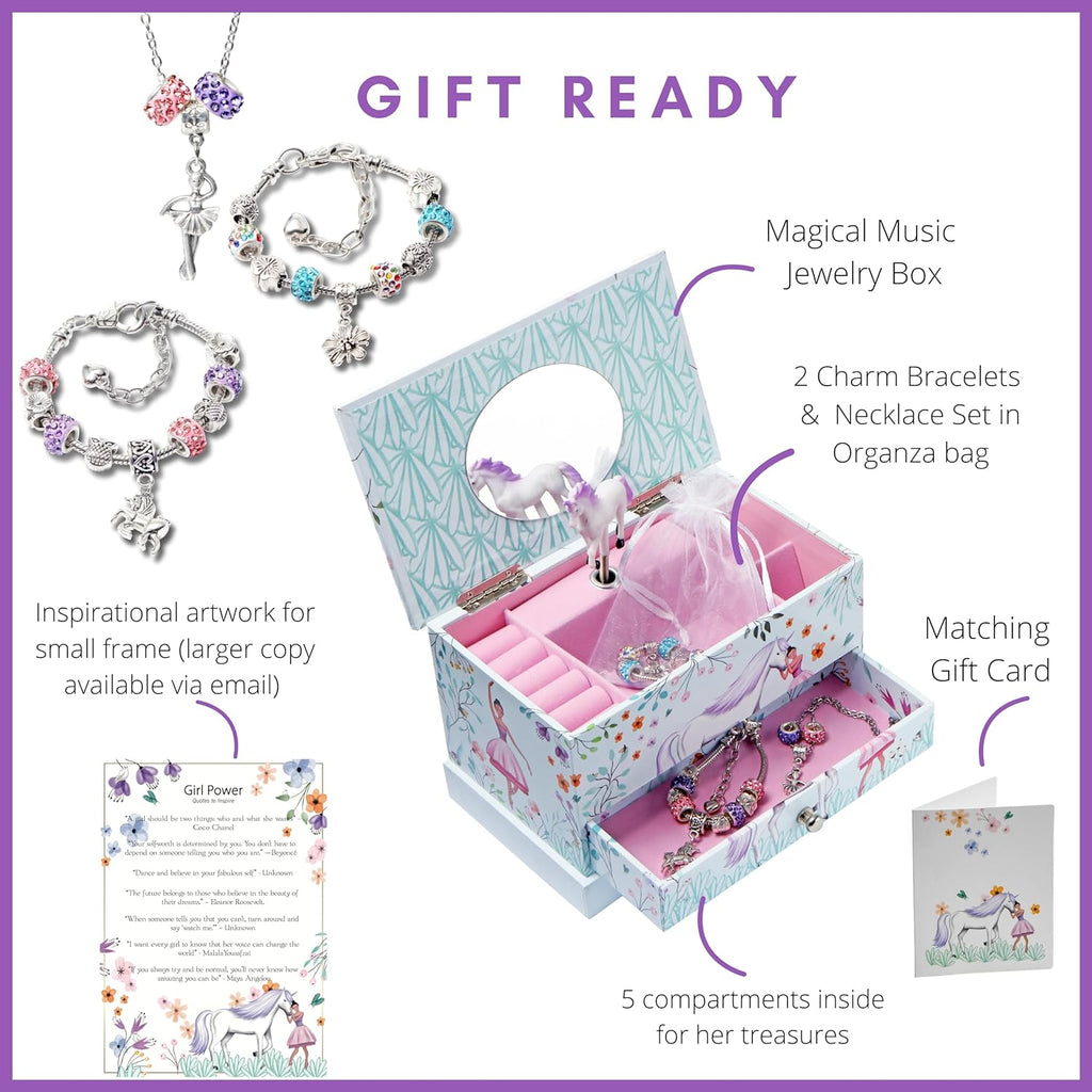 Ballerina Unicorn Kids Jewelry Box for Girls & Little Girls Jewelry Box Organizer - A unicorn music box gift