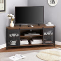 HOMISSUE Corner TV Stand for 55 Inch TV, Rustic Corner Entertainment Center with Storage, Industrial Media Console Table with Sliding Barn Door, Entertainment Center for Living Room, Brown