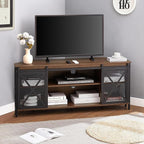 HOMISSUE Corner TV Stand for 55 Inch TV, Rustic Corner Entertainment Center with Storage, Industrial Media Console Table with Sliding Barn Door, Entertainment Center for Living Room, Brown