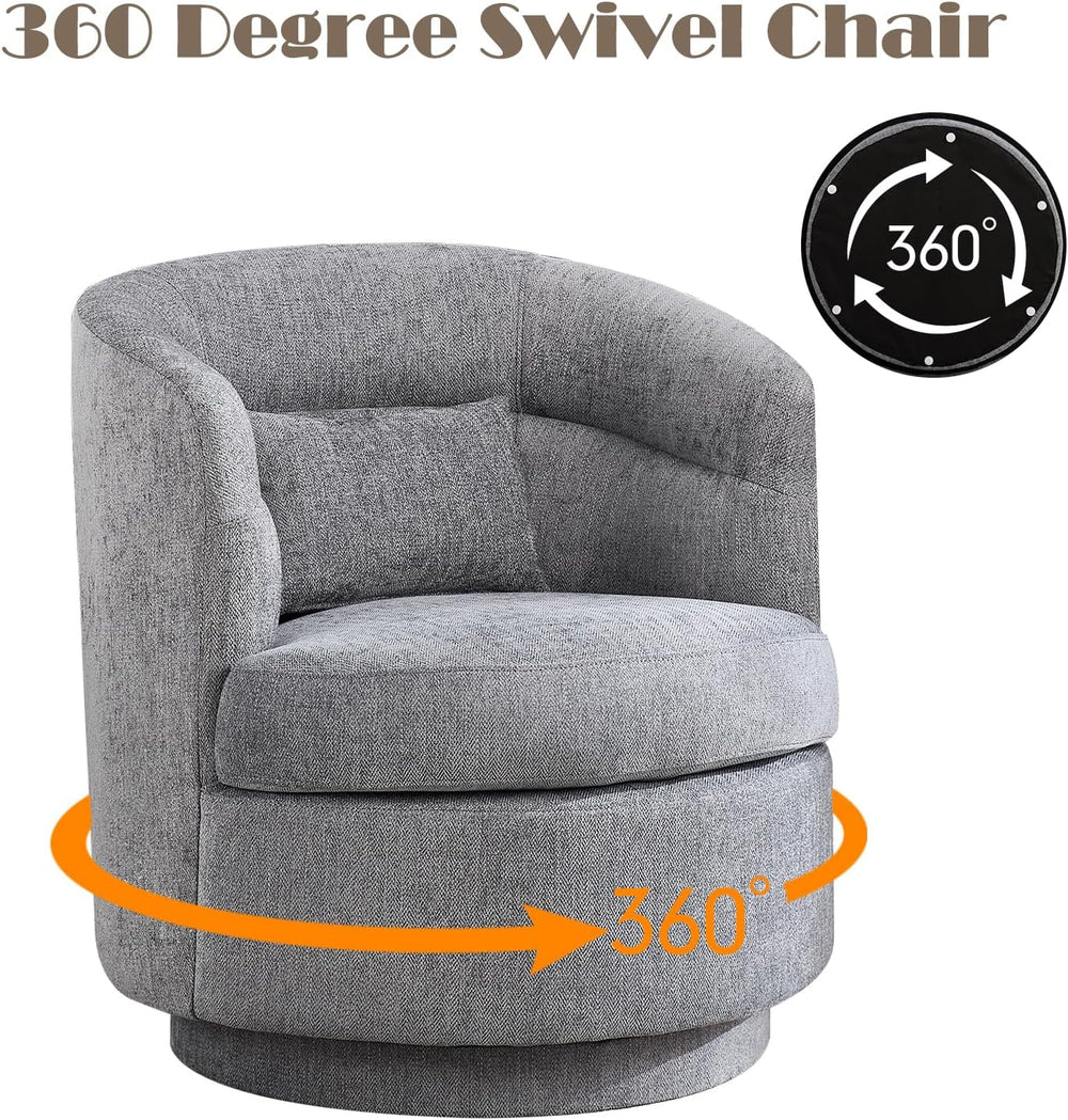 CANMOV Swivel Accent Chair, 360 Degree Round Swivel Barrel Chair with Pillow,...