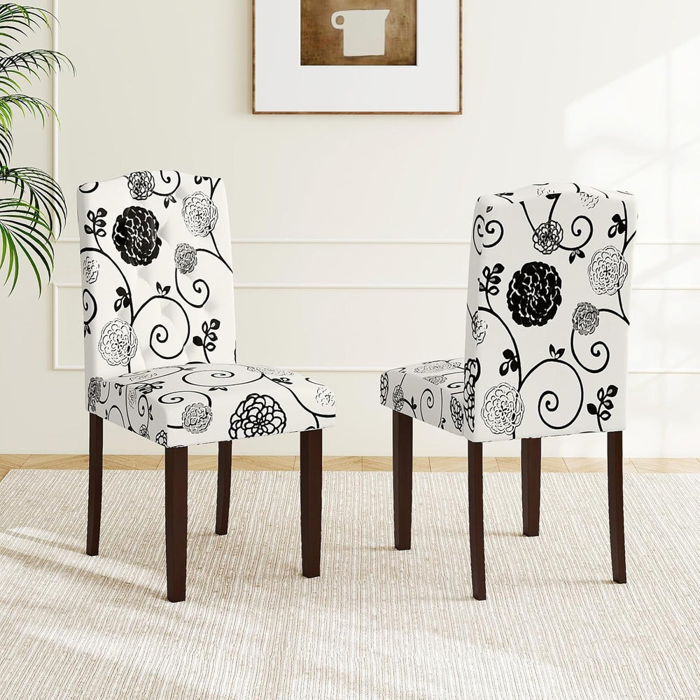 GOFLAME Upholstered Dining Chairs Set of 2, Button Tufted Fabric Upholstered ...