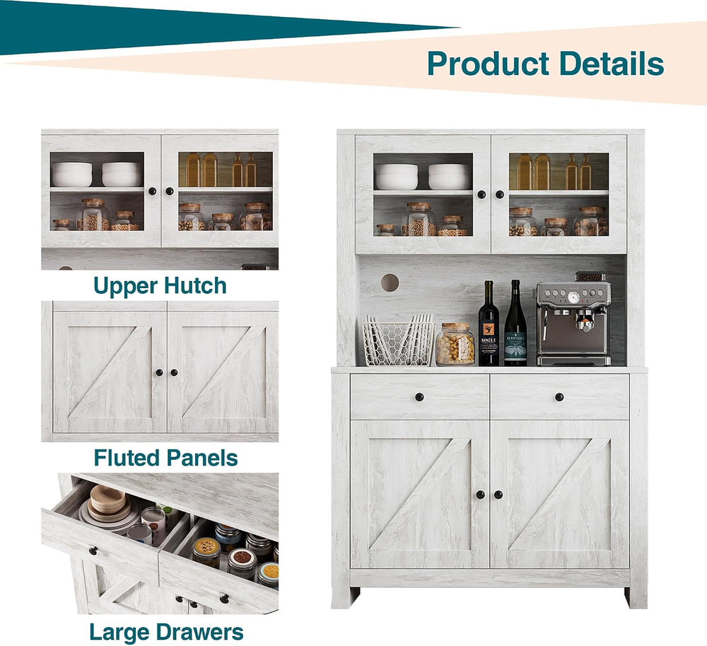 TrailBlaze Freestanding Pantry Cabinet with Microwave Stand - Coffee Bar &amp...