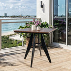 Square Cafe Table - 27.6" Oak Wood Top, Metal Frame, 28.15" High, Modern Industrial Dining Table for Kitchen, Home Office, Bistro, Compact for Space Saving