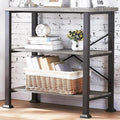 HOMBAZAAR 3 Tier Bookshelf,Grey Industrial Book Shelf,Engineered Wood and Metal Deep Bookshelves,Low Shelf Bookcase for Living Room,Office,Bedroom and Kitchen