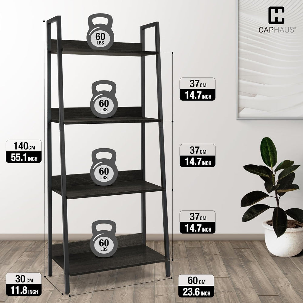 CAPHAUS 4 Tier Ladder Bookshelf, 24 Inch Width Free Standing Shelf, Bookcase ...