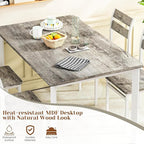 Recaceik Dining Table Set for 4 Wood Kitchen Table Chairs Set, 47 '' Farmhouse 5 Piece Dining Room Table Set, Space-Saving Dinette Set for Breakfast Nook, Apartment, Grey