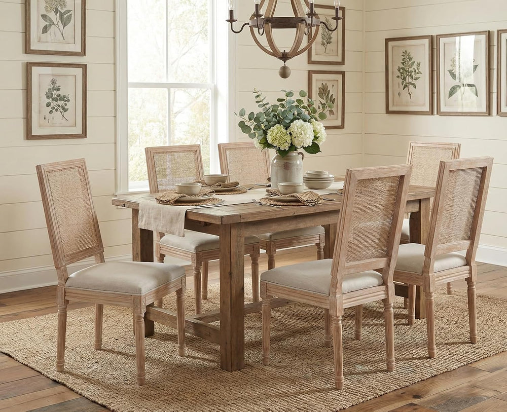 CIMOTA Farmhouse Dining Chairs Set of 4, French Rattan Dining Room Chairs wit...