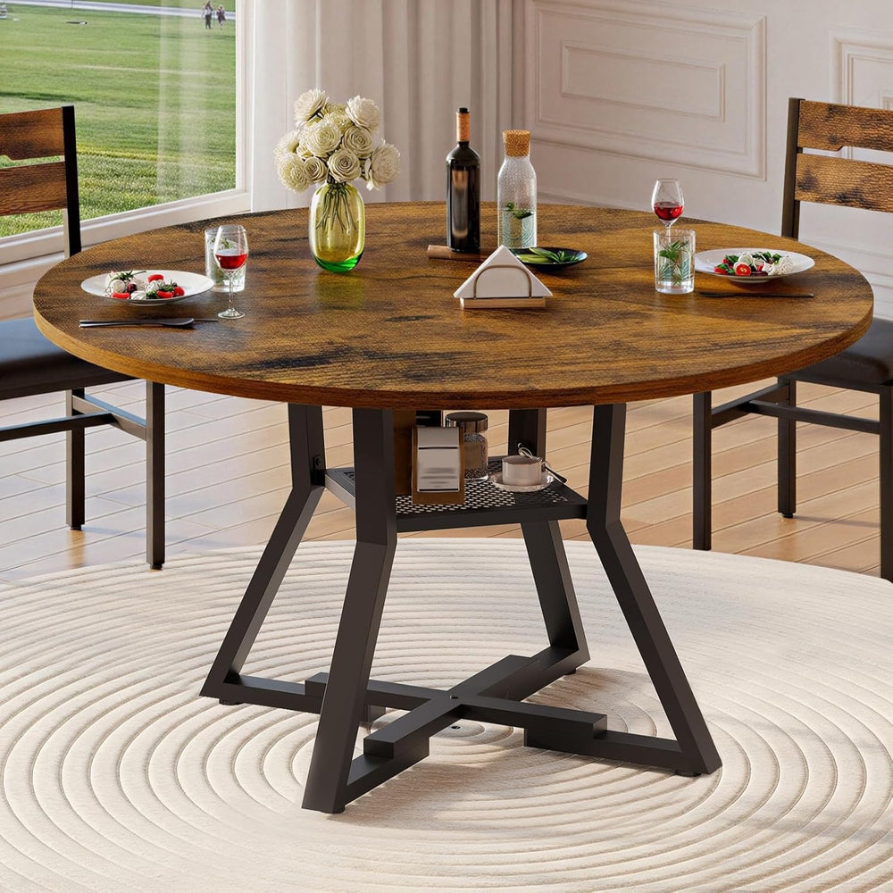 RALGEND Round Dining Table for 4-6, 43" Circle Dining Table with Wooden ...