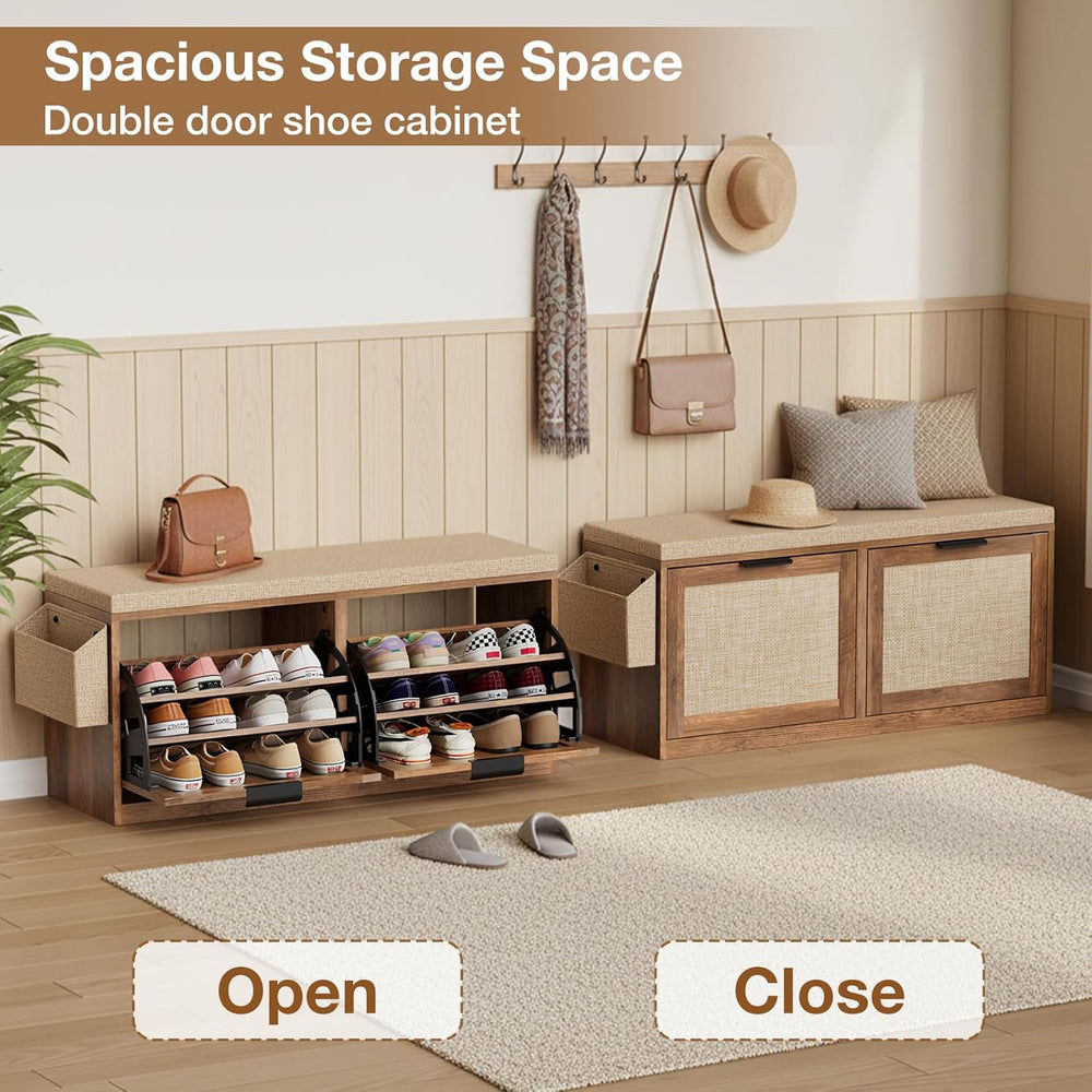 HOMMPA Shoe Storage Bench, Entryway Bench with Shoe Storage & 2 Flip Draw...