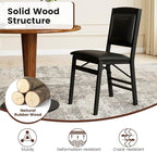 Giantex Folding Dining Chairs Set of 2, Black Wood Kitchen Chair w/Padded Seat, Solid Wood Frame, Max Load 400 Lbs, No Assembly, Easy to Store Foldable Wooden Dining Chairs for Apartment, Small Space