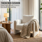 35" Wide Accent Chair, Modern Boucle Armchair with Extra Thick Cushion, Oversized Upholstered Single Sofa Reading Chair for Living Room, Bedroom, Office, Small Spaces (Cream White)