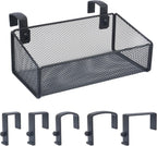 Bedside Caddy Hanging Storage Basket Beside Shelf Metal Organizer for Collage Dorm Bunk Bed,Hospital Bed,Baby Bed - Bedroom Essentials for Magazine,Remote Control,Phone,Drinks (Black)
