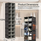 Hanging Shoe Organizer for Closet - 20 Extended Sections Closet Shoe Storage Rack with 8 Side Mesh Pockets, Foldable Shelves Holder for Shoes Clothes Shirts Jeans Hats
