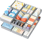 DIMJ Drawer Organizer Clothes - 18 Pack Closet Drawer Organizer Bins for Baby Clothes Storage, Fabric Dresser Organizer for Nursery Bedroom, Foldable Small Drawer Dividers for Underwear Socks