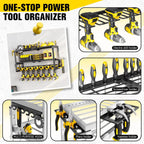 Power Tool Organizer Wall Mount - 300Lbs Load 3 Layers Storage Rack with 7 Drill Holders for Drills Cordless Tools. Heavy Duty Iron Garage Tool Organizer Storage for Workshop Shed Pegboard Basement