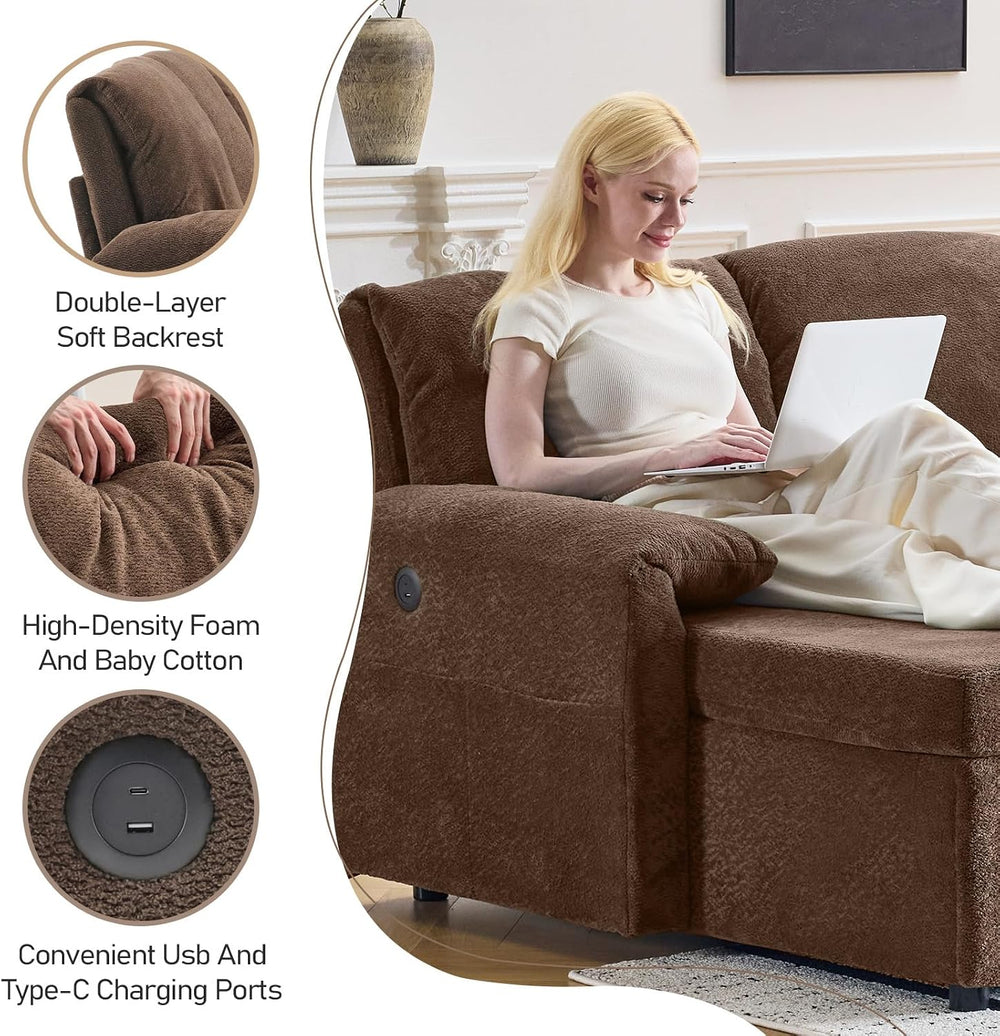 VINGLI Sectional Sleeper Sofa with Pull Out Couch Bed, 111 Inch U-Shaped Conv...