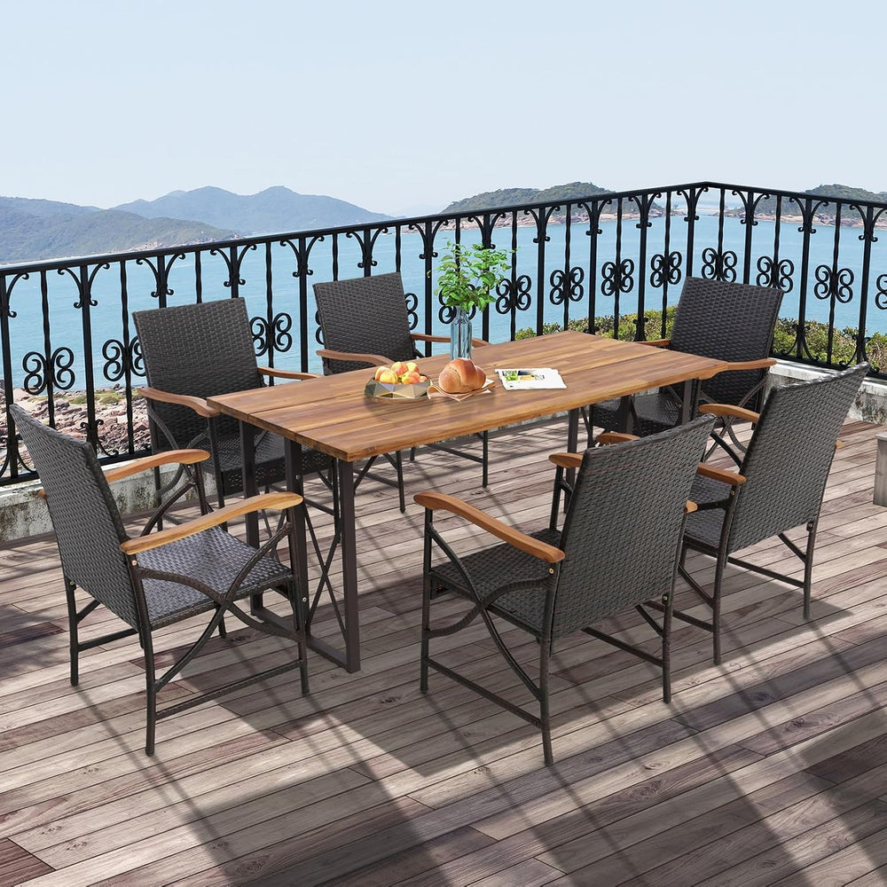 Tangkula Wicker Patio Dining Chairs Set of 2, PE Rattan Outdoor Chairs with S...