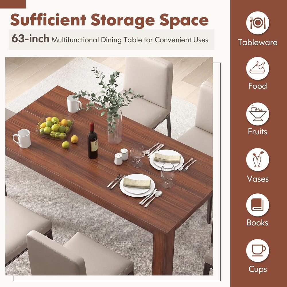 GOFLAME Dining Table for 4-6 People, 63” Modern Kitchen Table with L-Shaped L...