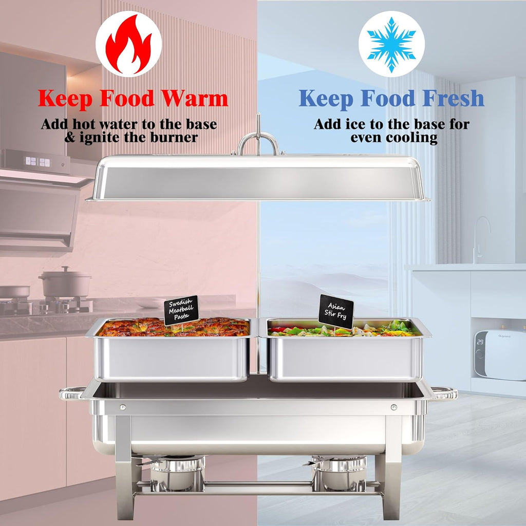 Chafing Dishes for Buffet 1 Pack,11Qt Food Warmers for Parties Buffet,Stackable Design for Easy Storage 1/2 Size Food Pans Buffet Servers and Warmers for Wedding, Catering, Events