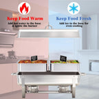 Chafing Dishes for Buffet 1 Pack,11Qt Food Warmers for Parties Buffet,Stackable Design for Easy Storage 1/2 Size Food Pans Buffet Servers and Warmers for Wedding, Catering, Events