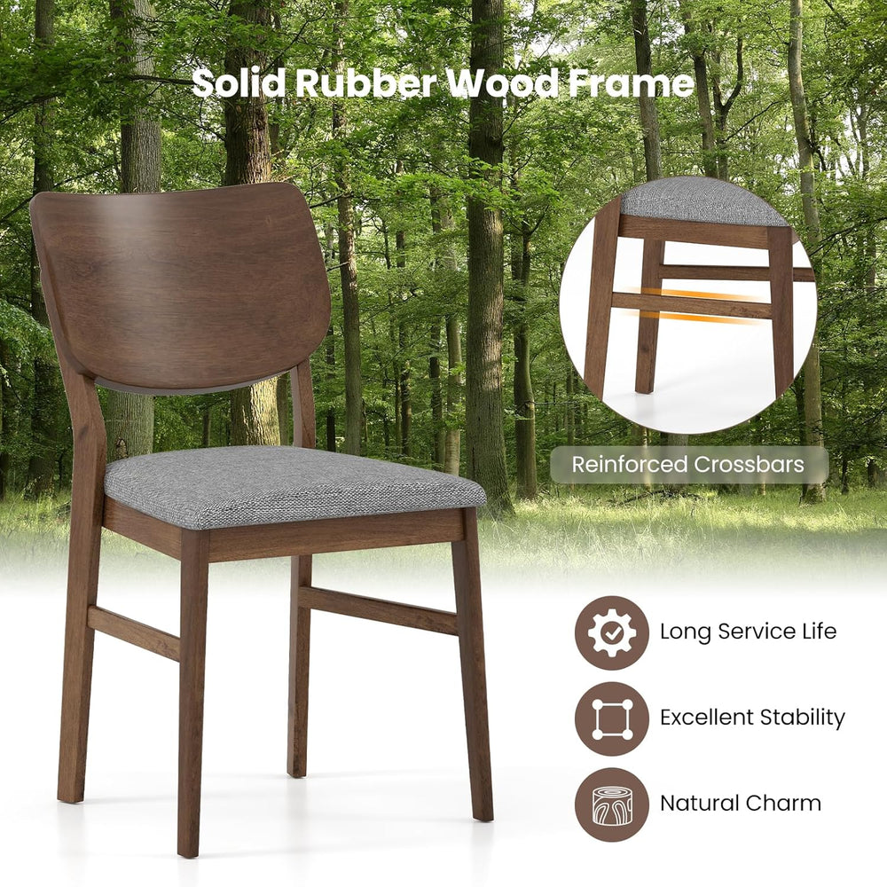 Giantex Wooden Dining Chairs Set of 4, Farmhouse Upholstered Kitchen Chairs w...