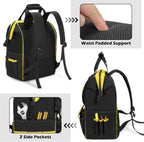 Tool Bag Backpack with Zipper Pouch and Magnetic Attraction Area, Heavy-Duty Tool Storage Organizer Bag, Tactical Work Tool Bag for Electrician, Repairman, HVAC Techs, Black