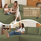 96" Modular Sectional Couch, Boneless L Shaped Cloud Sofa with Chaise Lounge, Corduroy Upholstered Couches Memory Foam Deep Seat, No Assembly Required, Ideal for Living Room(Green, Left Facing)